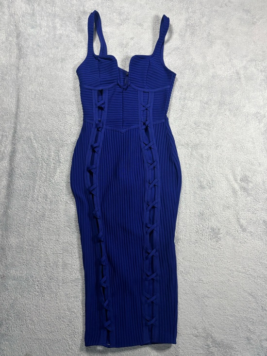 Fashion Nova Dresses & Skirts - Fashion Nova Royal Blue Ribbed Lace-Up Midi Dress